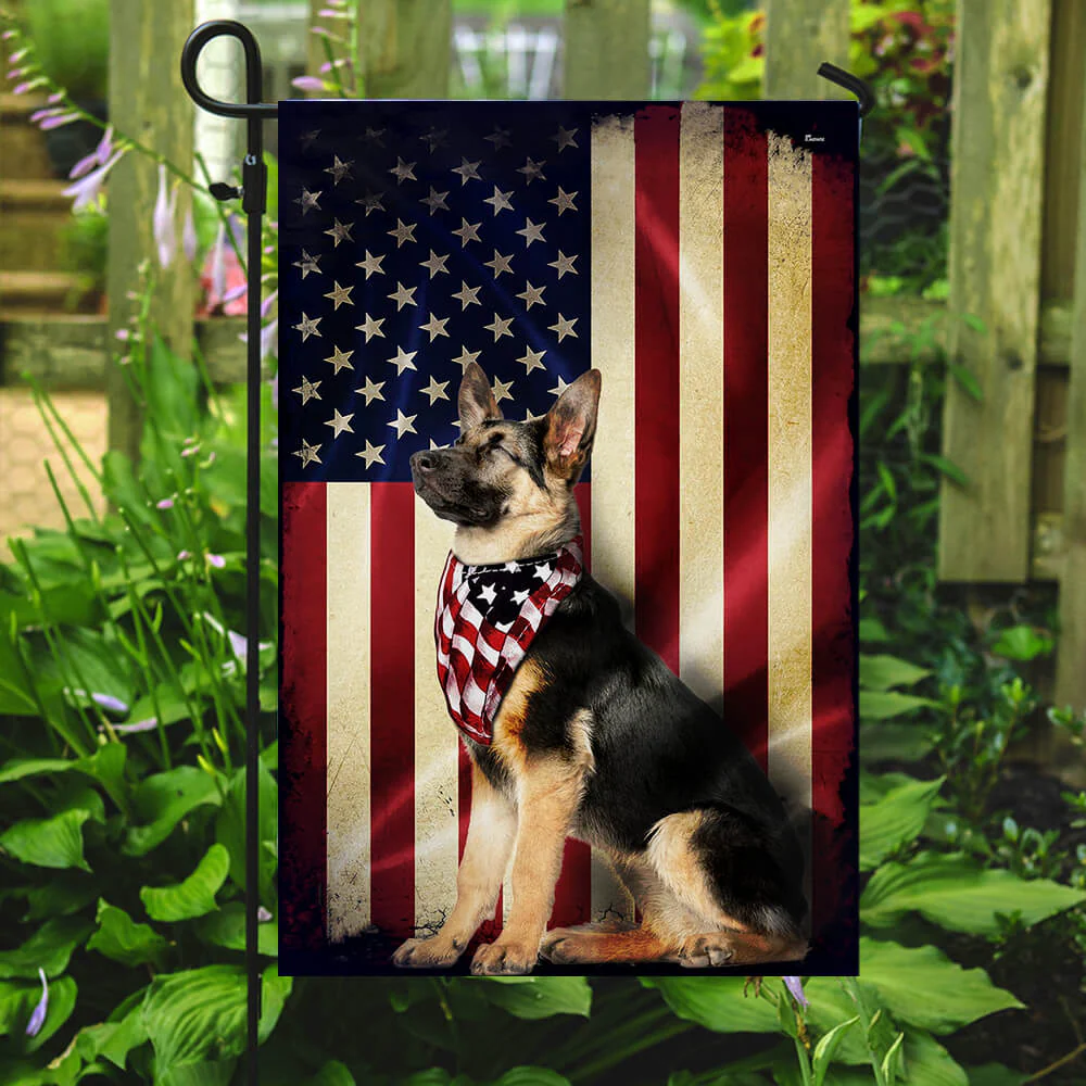 German Shepherd American Flag 3-Day Shipping