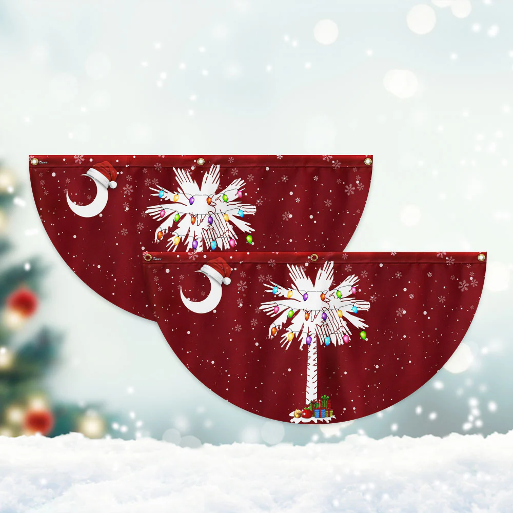 South Carolina Christmas Sabal Palmetto With Light Non-Pleated Fan Flag