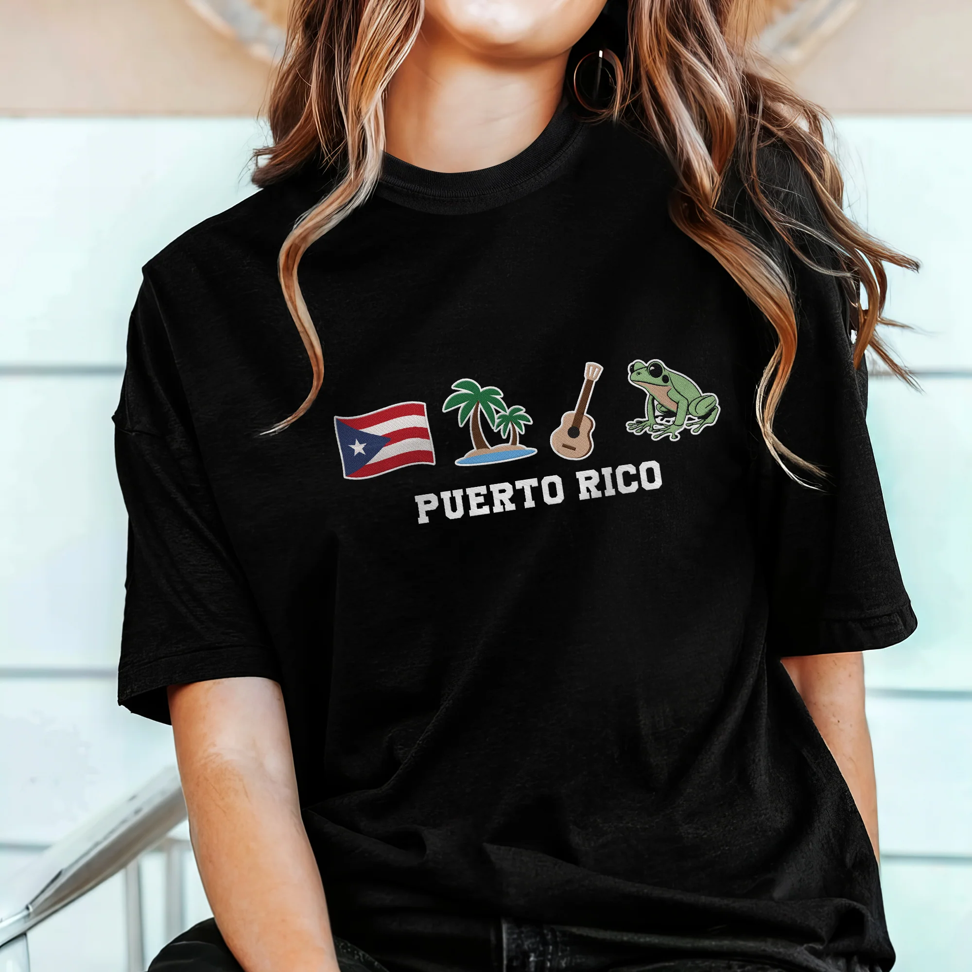 Puerto Rico Boricua Puerto Rican Embroidered T-shirt